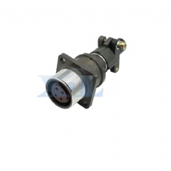 2RM-18 Series 4 Pin Female Panel Flange Receptacle with Tail