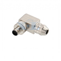 M12 Male Field Wireable Angled Cable Plug Metal Shell