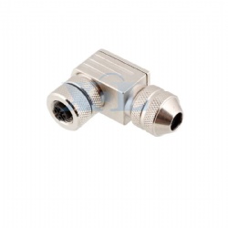 M12 Female Field Wireable Angled Cable Plug Metal Shell