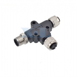 M12 1 Male to 2 Female T Shape Adapter